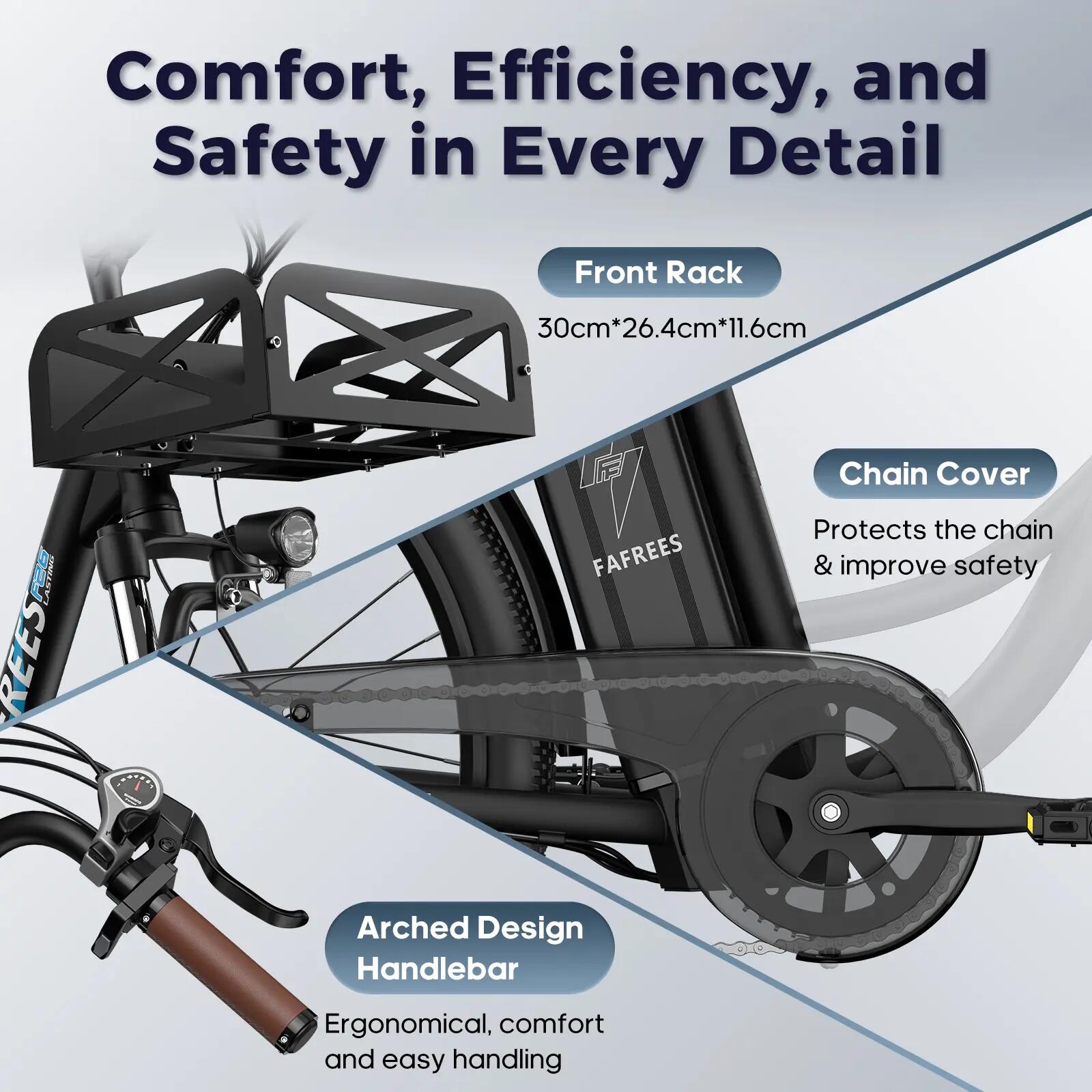 Electric Bicycle Fafrees F26 Lasting 26" Tire 250W Motor 36V 25Ah Battery, Black 13/15