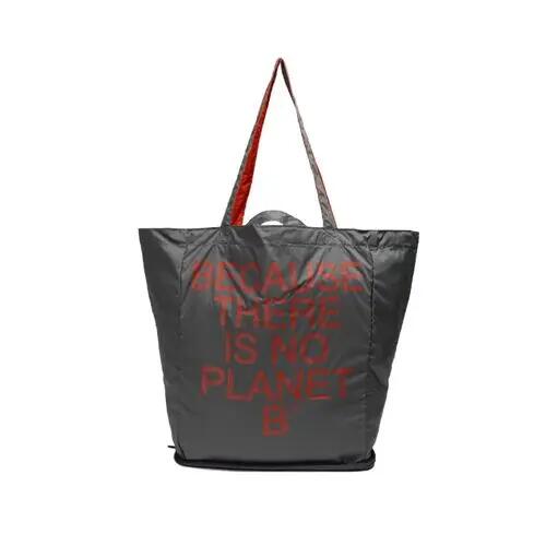 Bolsa Tote Gris y Verde Ecoalf Pcho Bag Charcoal Khaki Plegable de Tejido Ligero 4/4