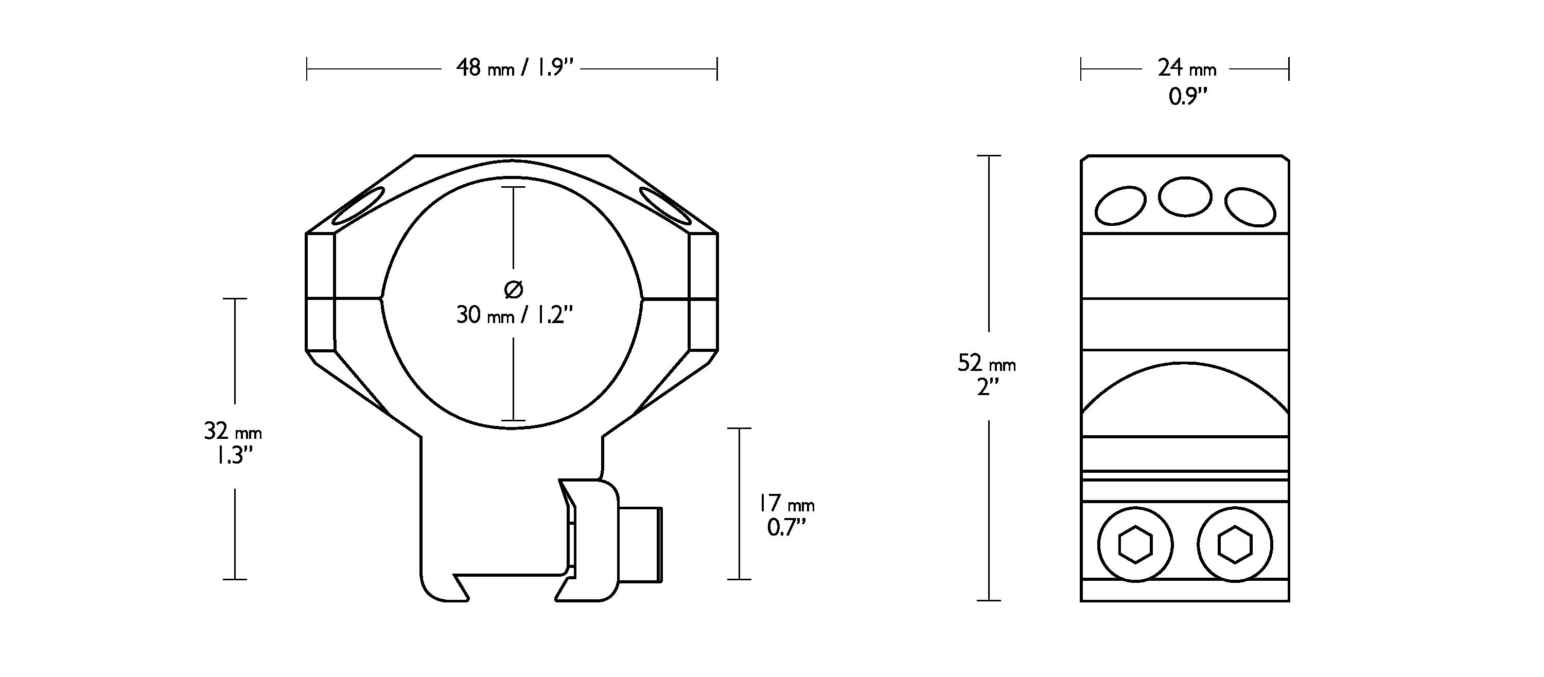 Hawke Tactical Montagens 30mm 2PC 9-11mm (3⁄8”) Dovetail Alto 3/3