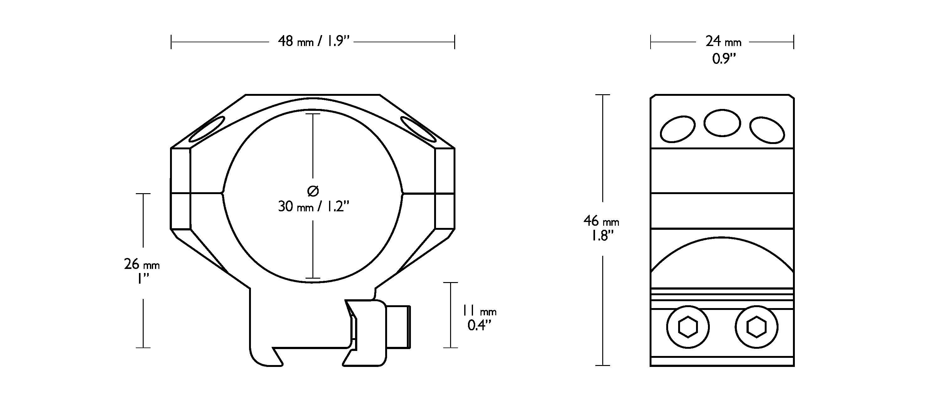 Hawke Tactical Montagens 30mm 2PC 9-11mm Dovetail Médio 3/3