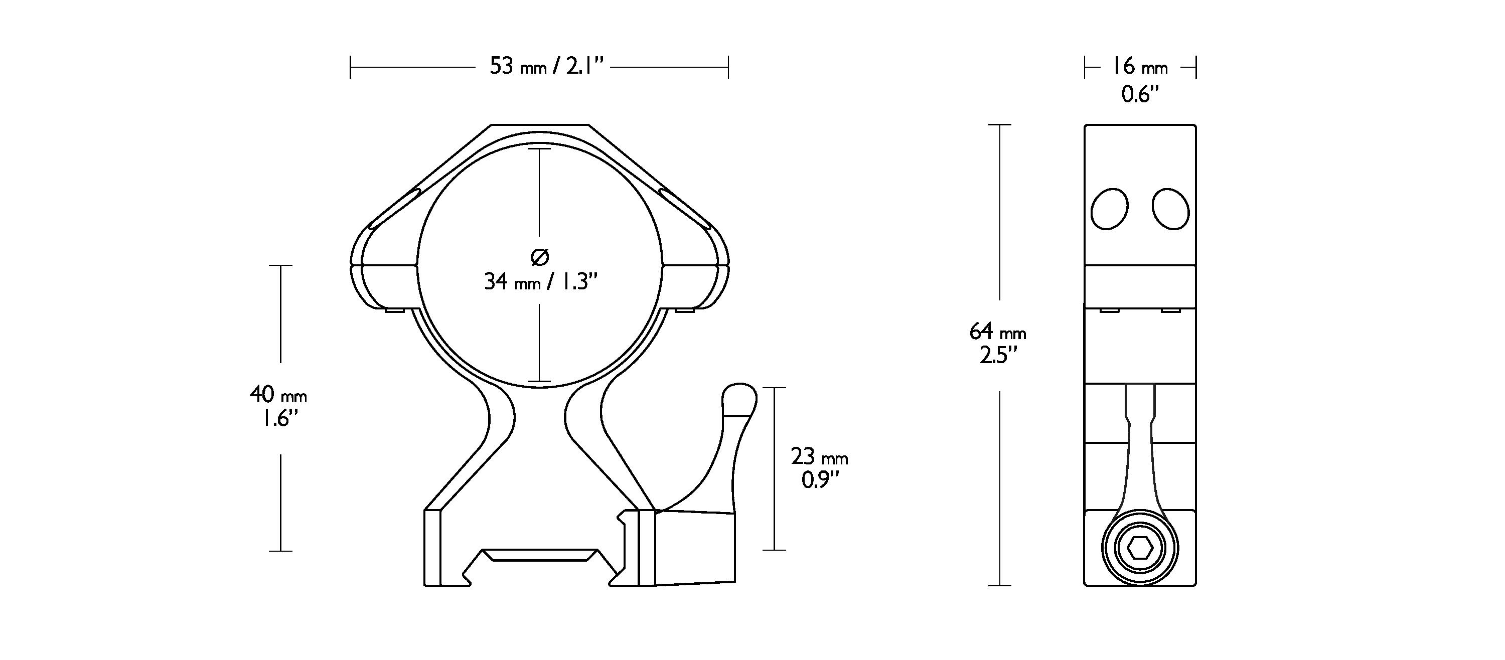 Hawke Precision Montagens Aço 34mm 2PC Weaver Alto 3/3