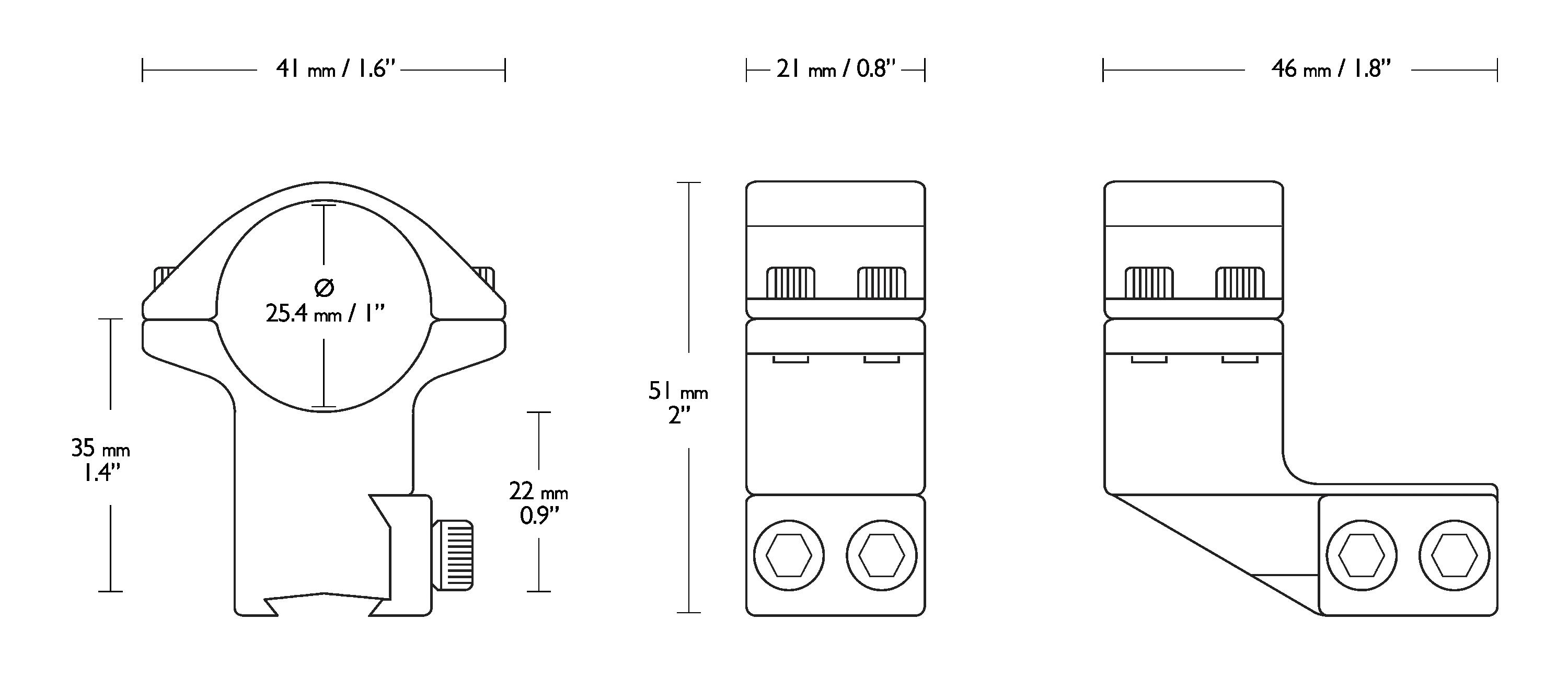 Hawke Montage 9-11mm Dovetail 25mm Reachforward 1" 2Pcs Haut 2/2