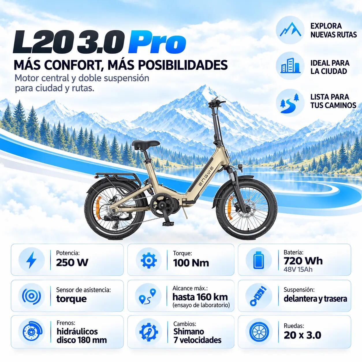 L20 3.0 PRO plegable trekking 720 Wh 2/7
