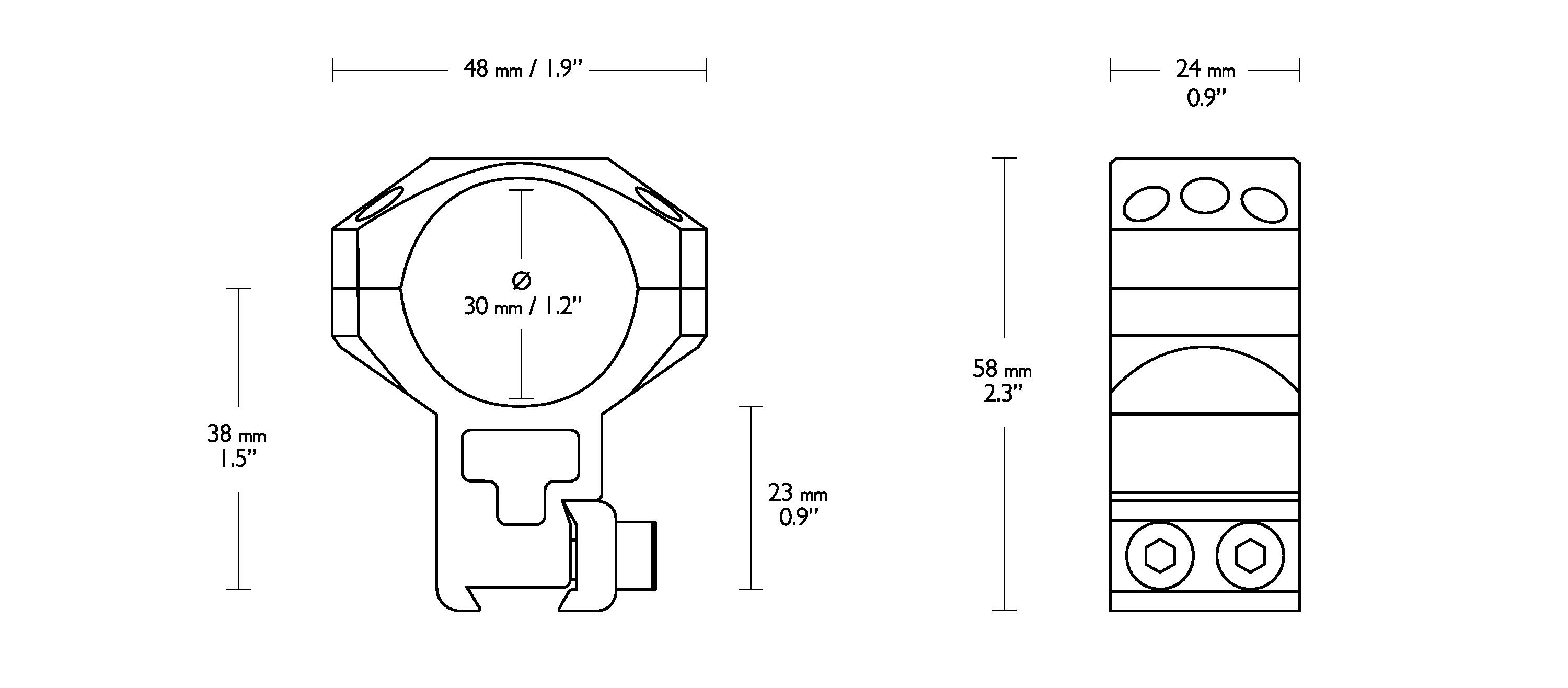 Hawke Tactical Montagens 30mm 2PC 9-11mm (3⁄8”) Dovetail Extra Alto 3/3
