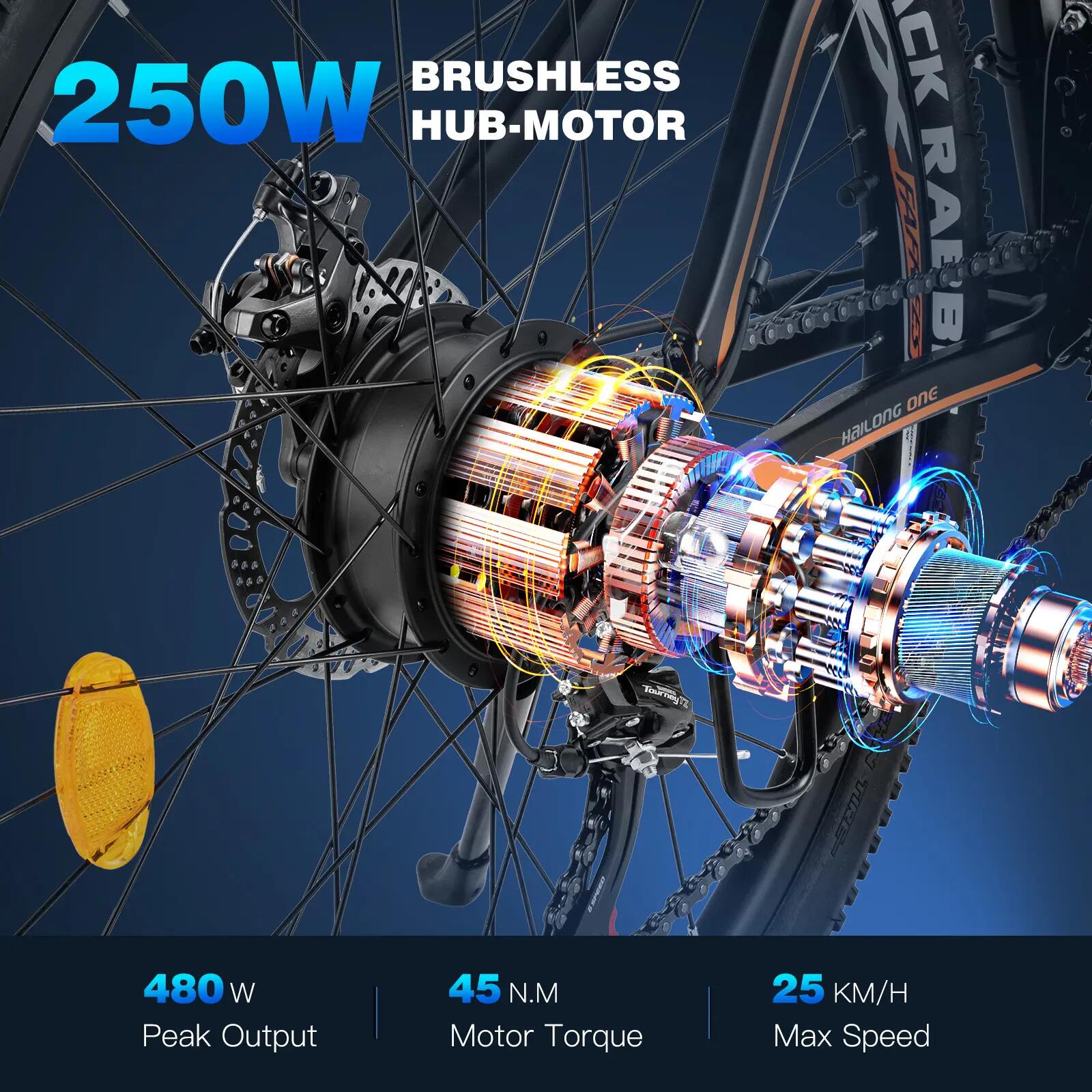 Fafrees Hailong elektrický bicykel 26" pneumatiky 250W motor 36V 13Ah 9/15