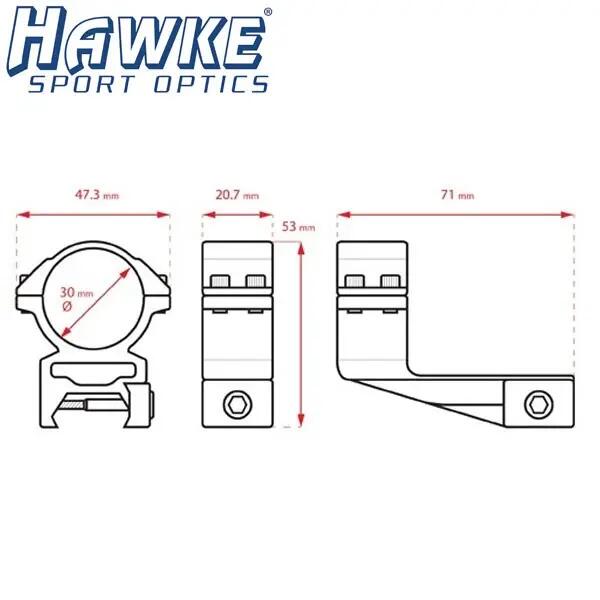 Hawke Montage Weaver 30mm Reachforward 2'' 2Pcs Haut 2/2