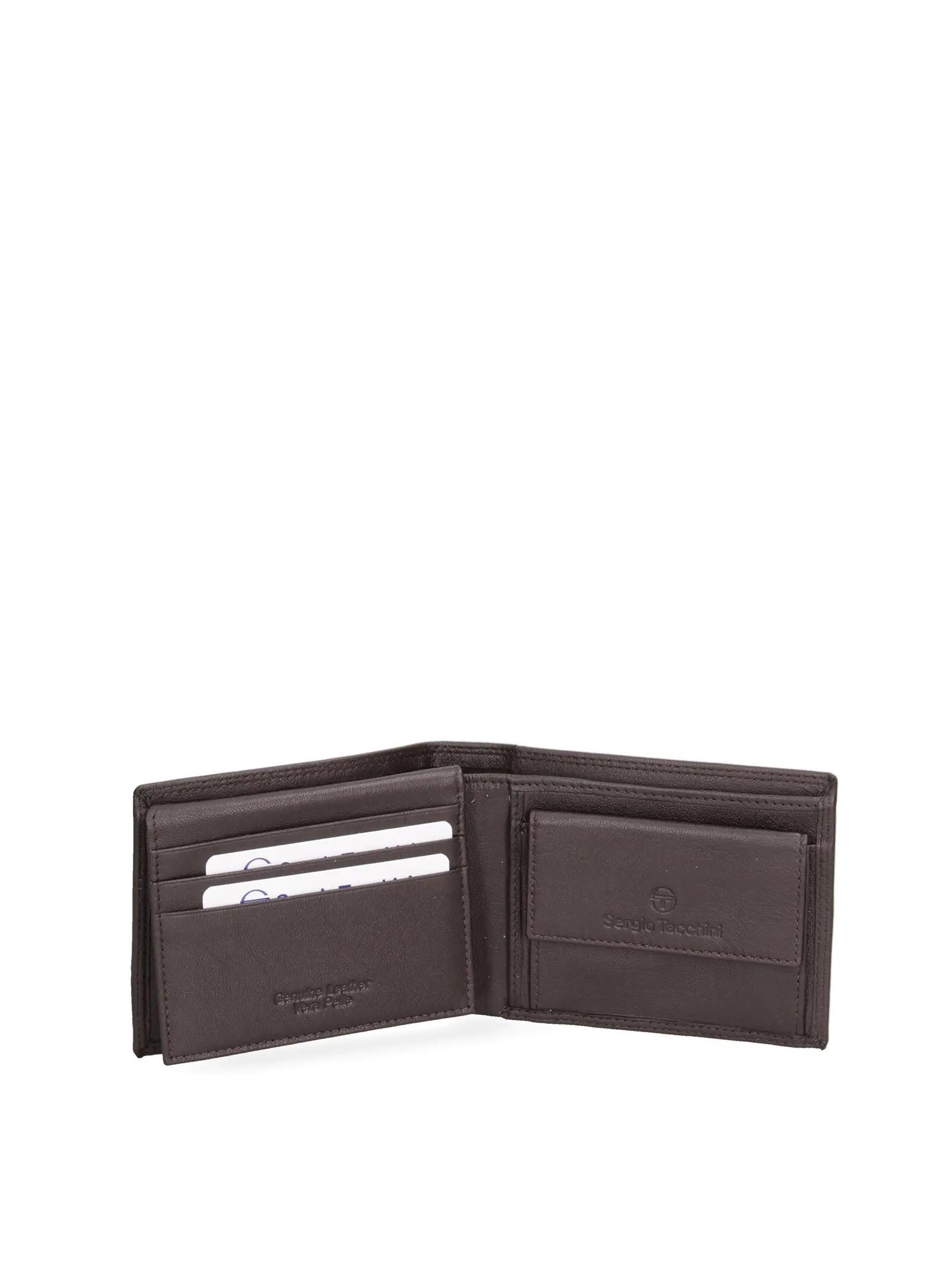 Sergio Tacchini Heren Portemonnee Echt Leer Zwart Compact 6/6