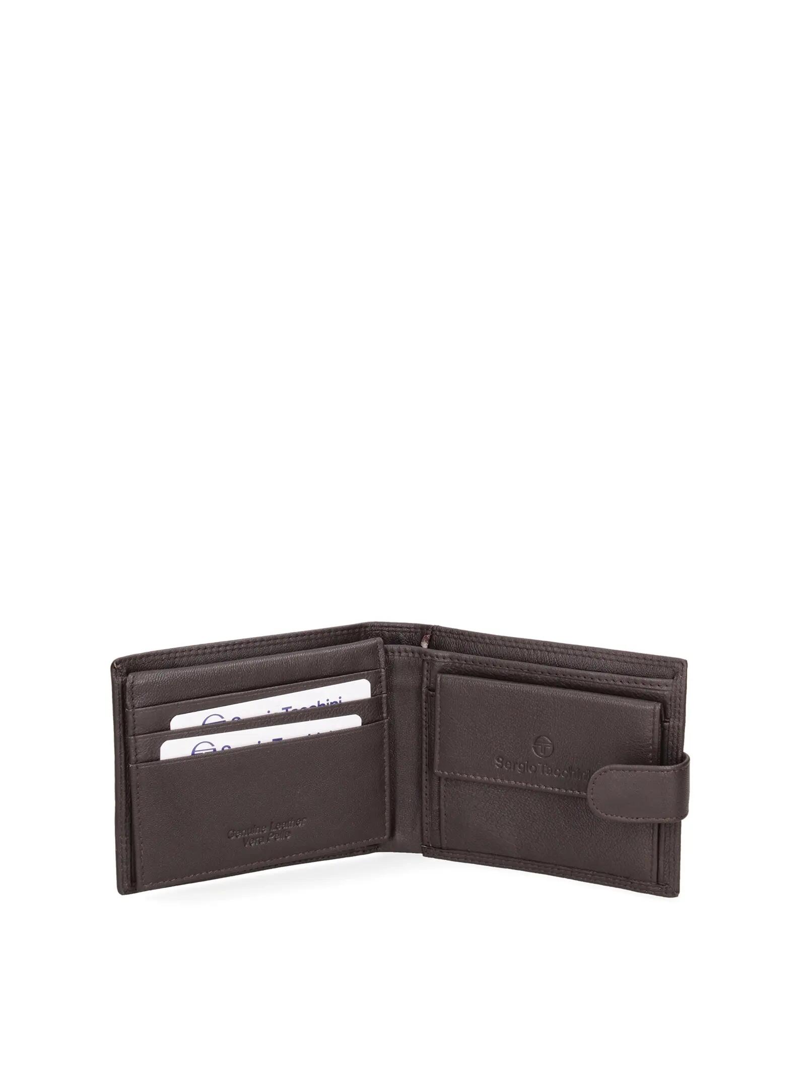 Portefeuille homme Sergio Tacchini cuir véritable noir bouton pression 5/5