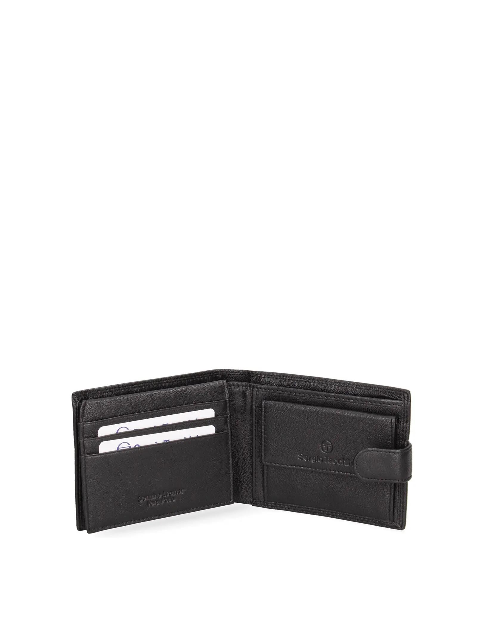 Portefeuille homme Sergio Tacchini cuir véritable noir bouton pression 6/6