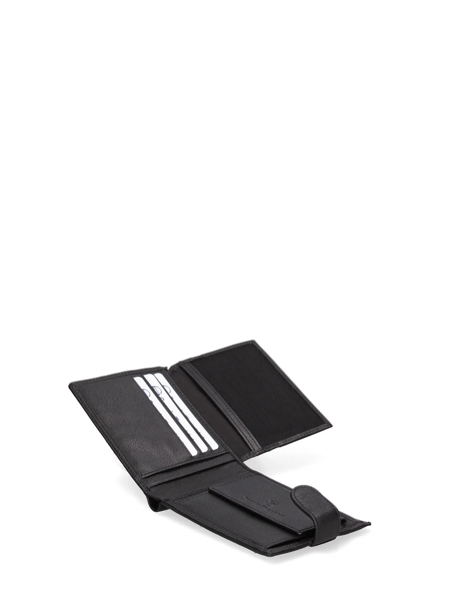 Portefeuille homme Sergio Tacchini cuir véritable noir bouton pression 5/6