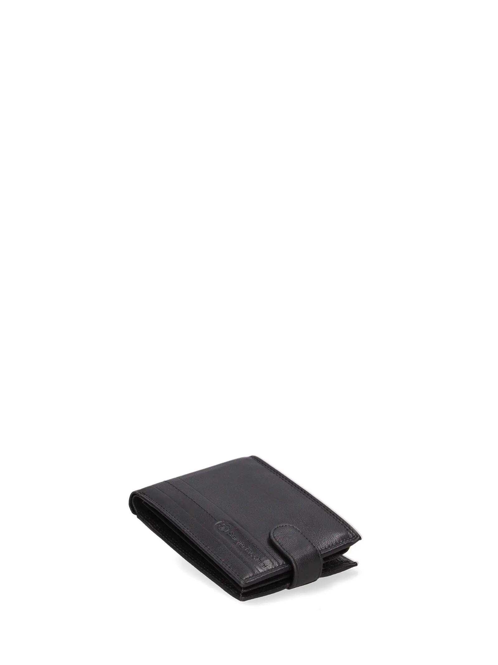 Portefeuille homme Sergio Tacchini cuir véritable noir bouton pression 3/6