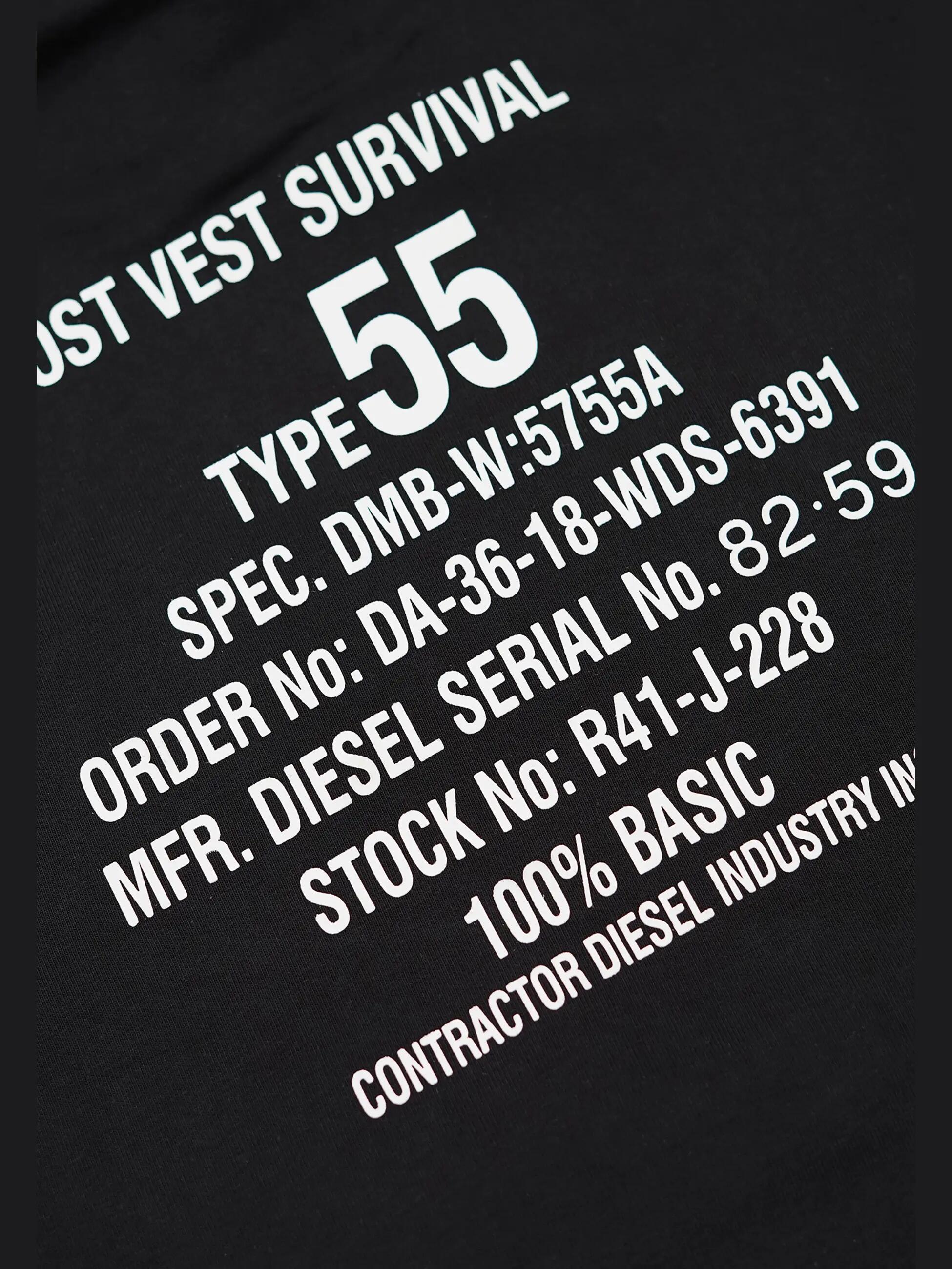 Sudadera hombre Diesel negra con capucha y estampado logo - Algodón poliéster 7/7