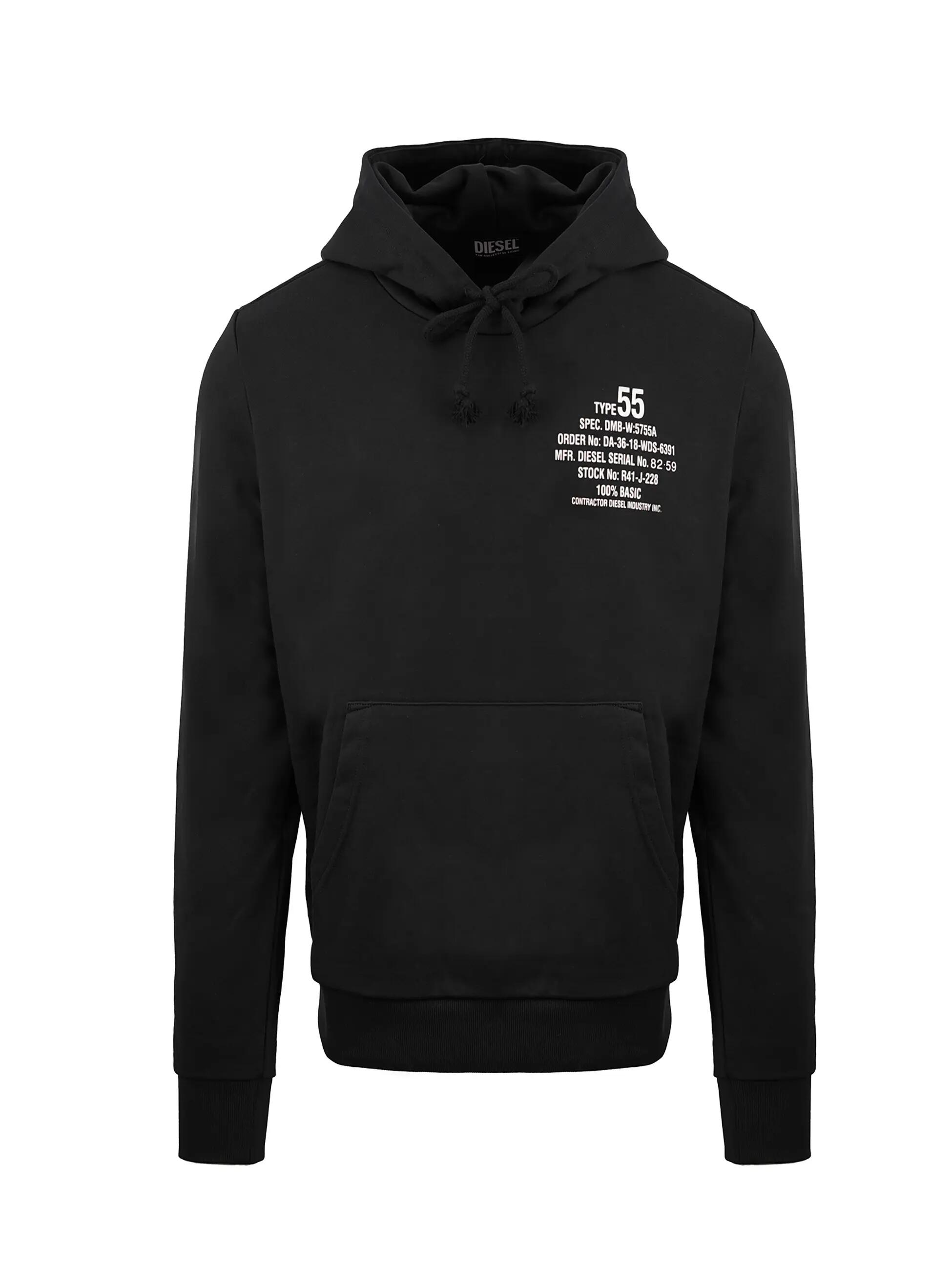 Sweat-shirt homme noir à capuche et logo brodé - Coton polyester 5/7