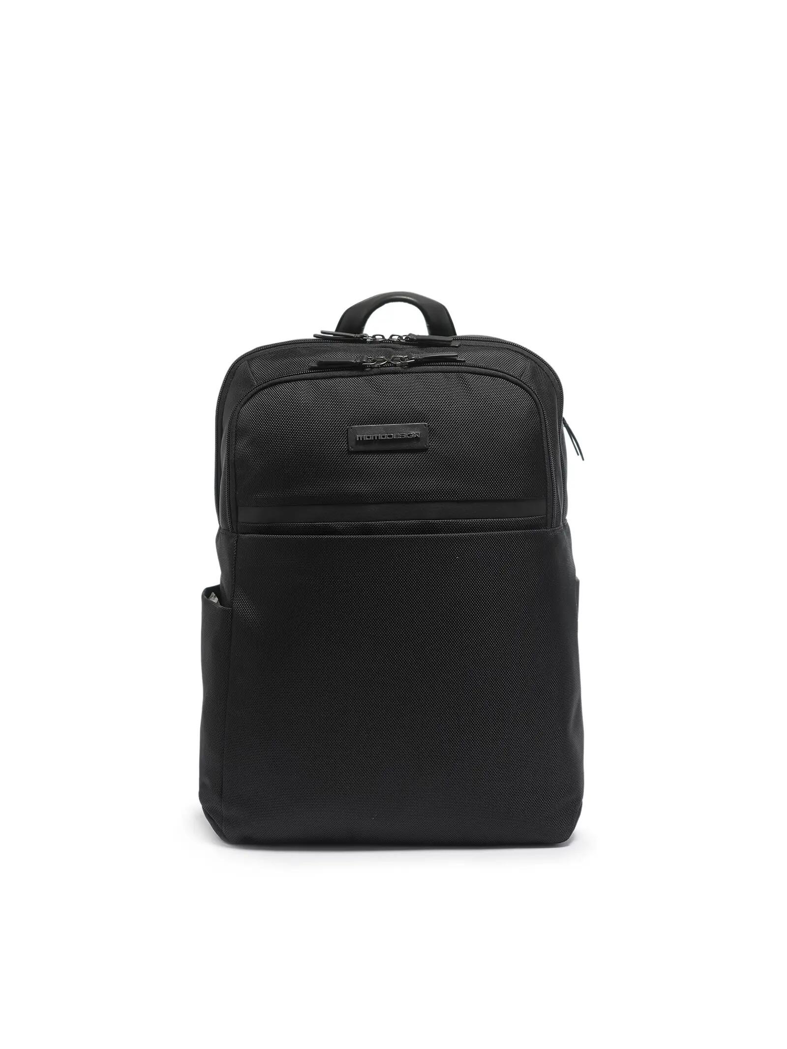 Rucsac Momo Design bărbați negru ecopiele cu fermoar - Casual