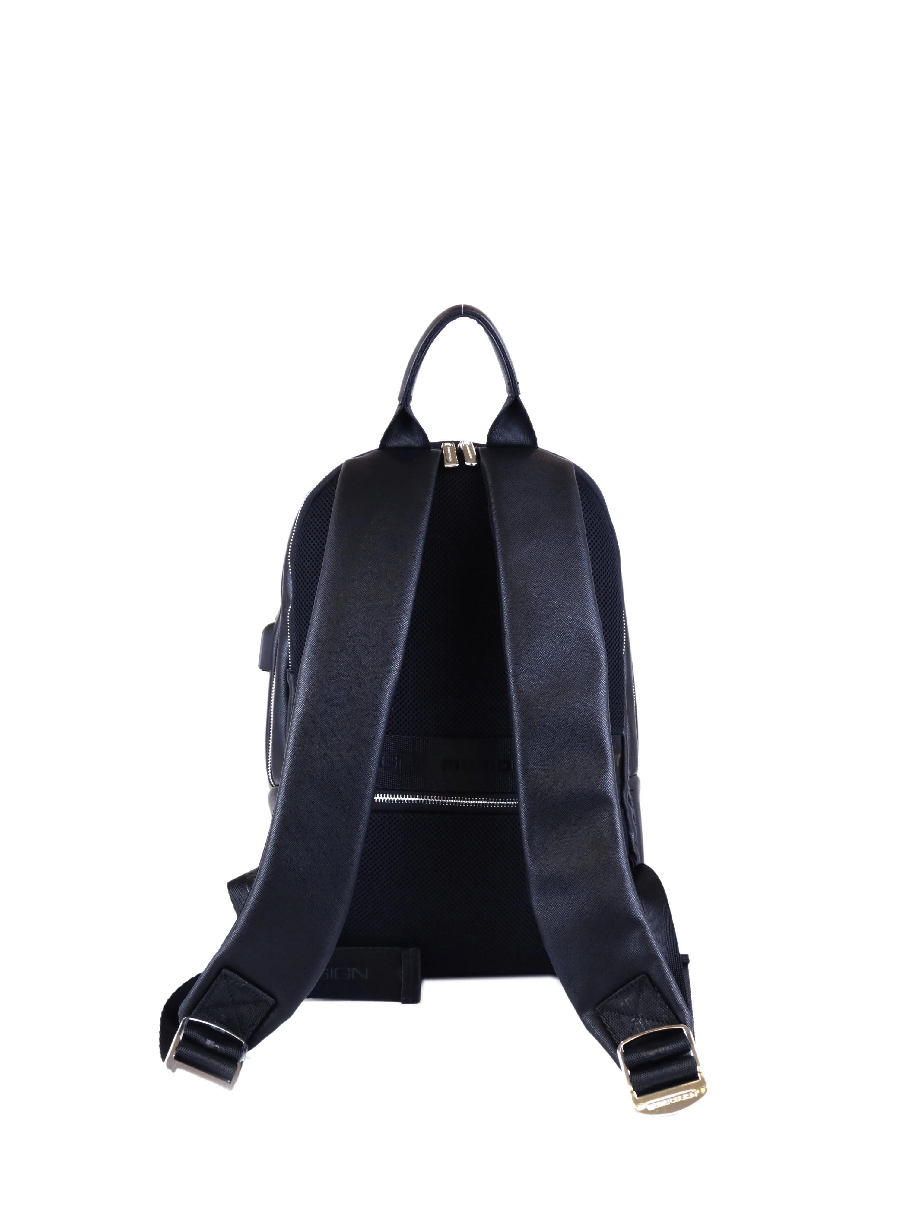 Momo Design Men's Black Backpack with Zip - Polyester and Cotton Blend 3/3