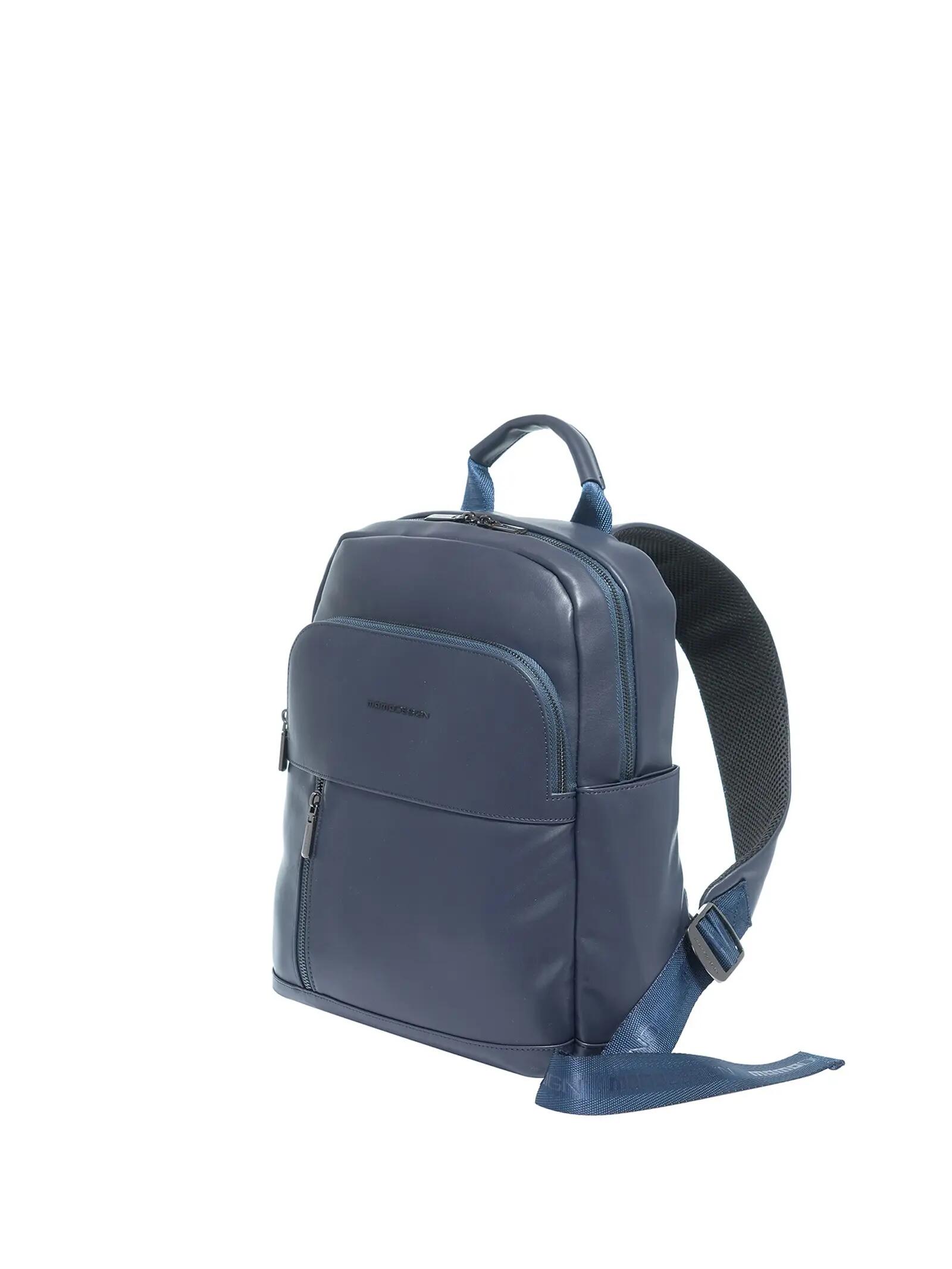 Momo Design Men's Black Vegan Leather Backpack with Zip Pockets 2/3