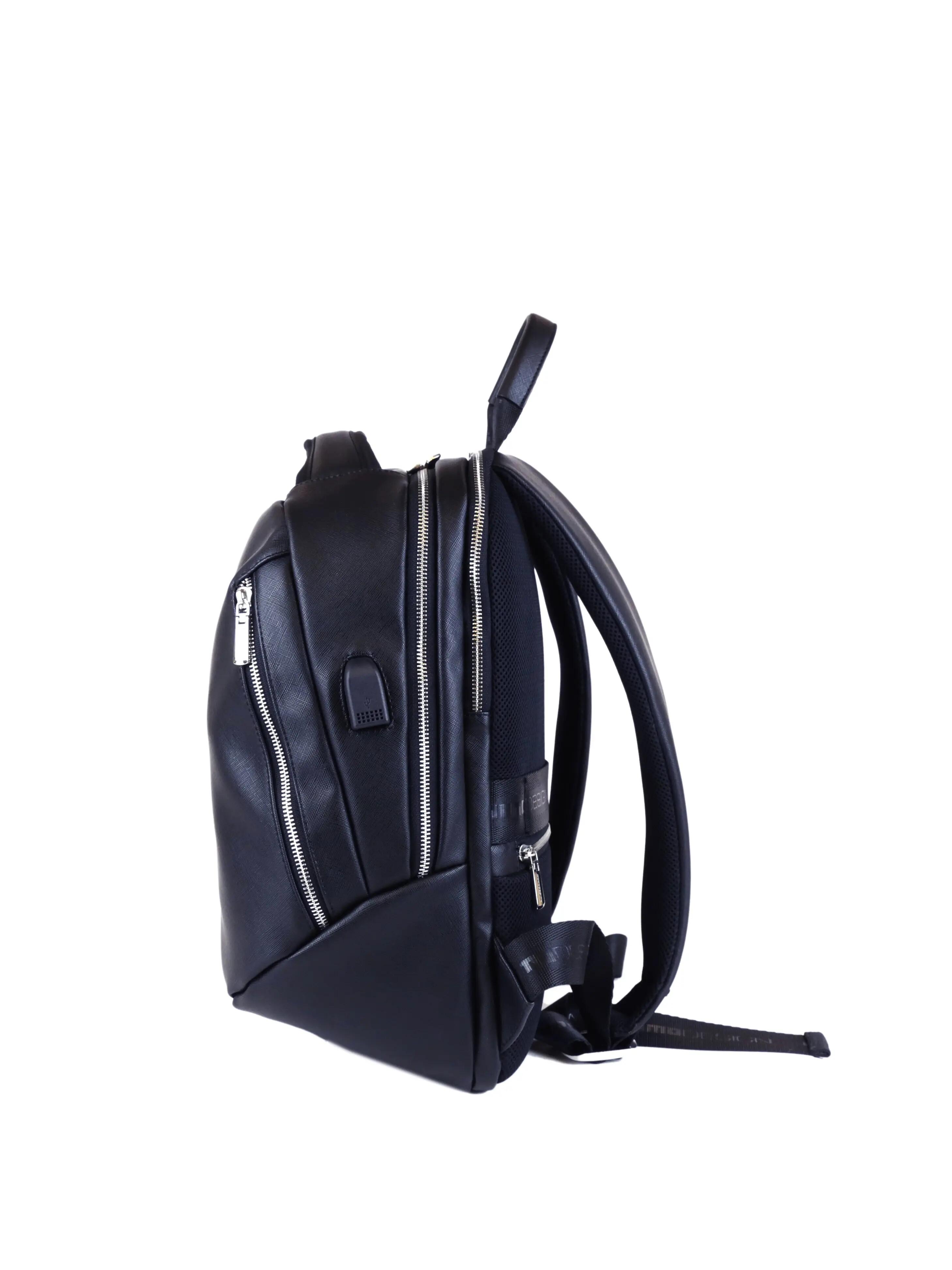Momo Design Men's Black Backpack with Zip - Polyester and Cotton Blend 2/3