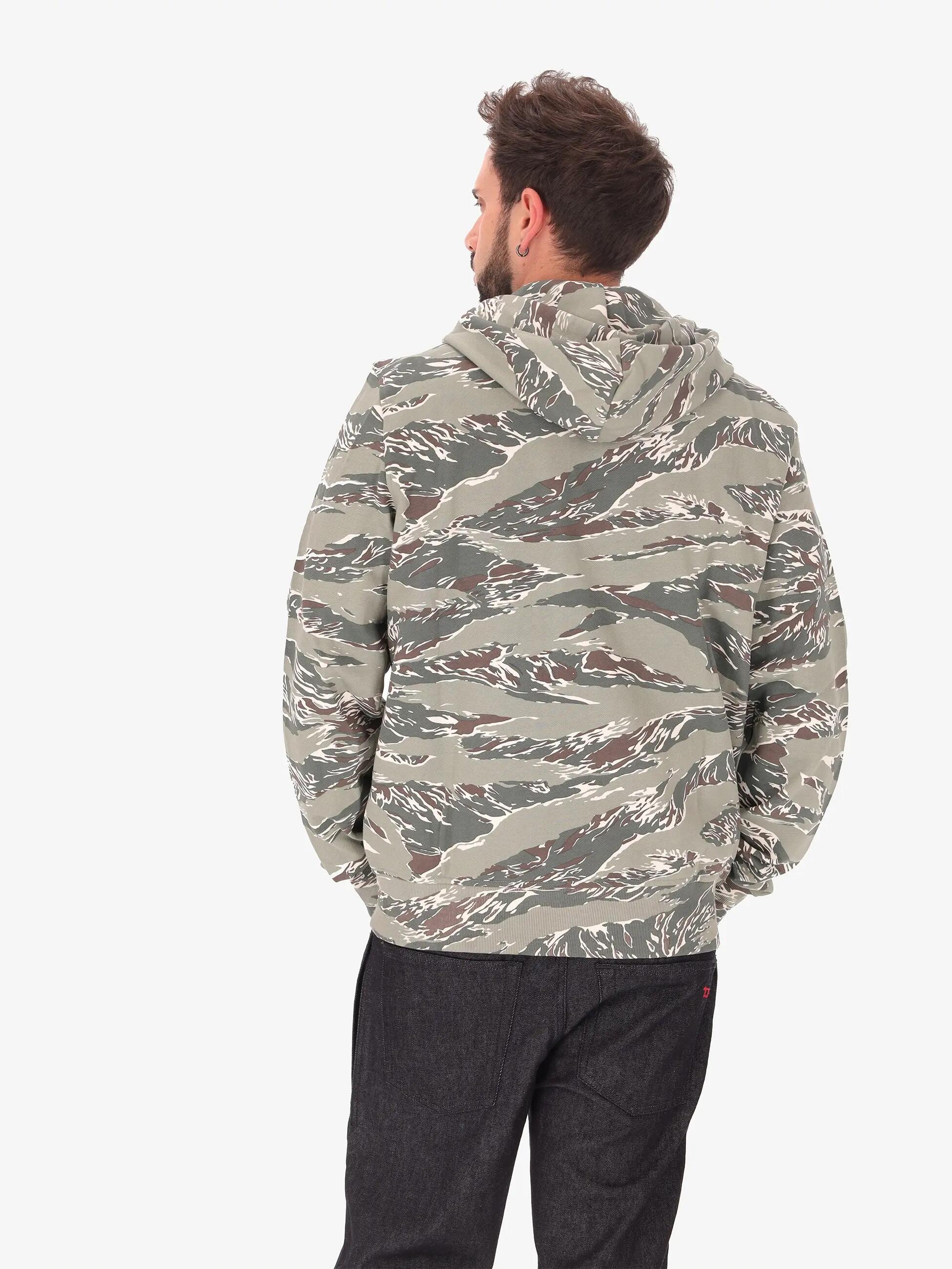 Diesel Hoodie mit Reißverschluss Camouflage Grün 100% Baumwolle Herren 4/7