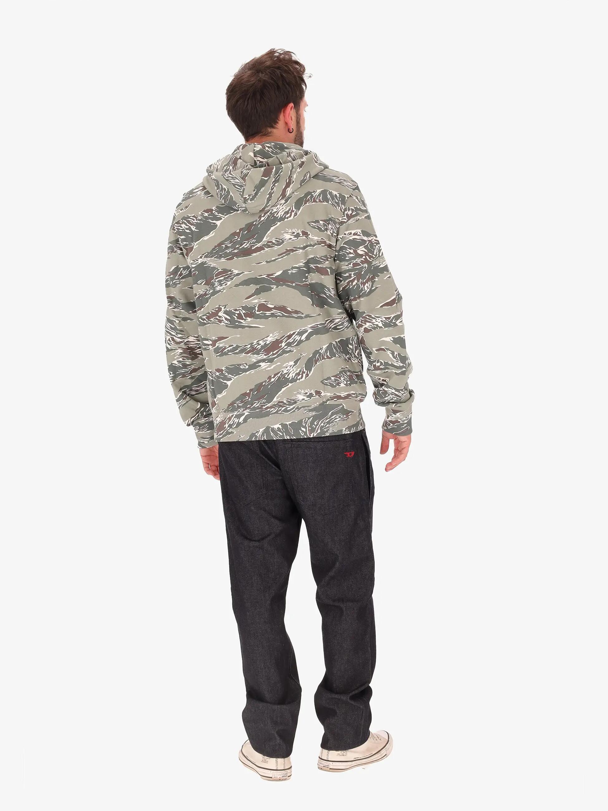 Diesel Hoodie mit Reißverschluss Camouflage Grün 100% Baumwolle Herren 3/7
