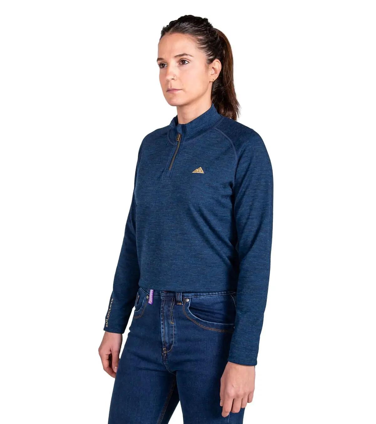 Forro polar de lana merino para montaña Merino Rex Unisex Azul Marino 3/5