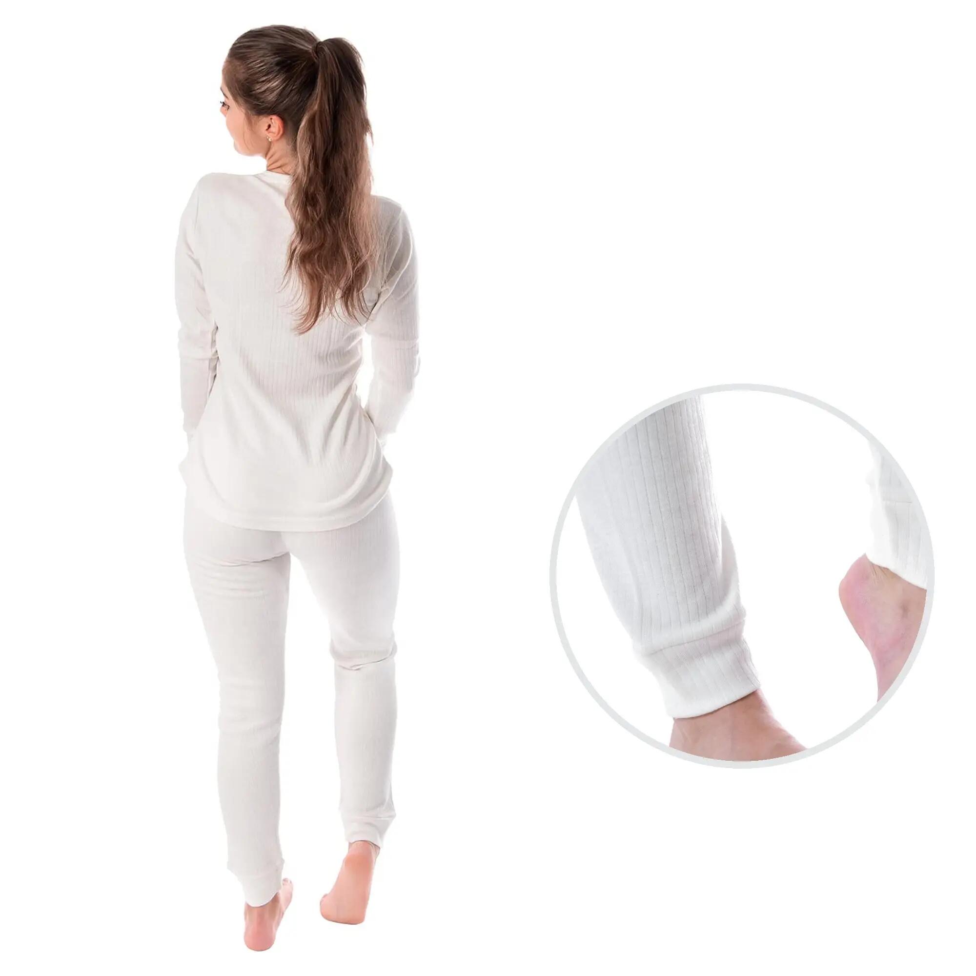Damen Skiunterwäsche Set warm mit Innenfleece Langarmshirt und lange Unterhose 2/7