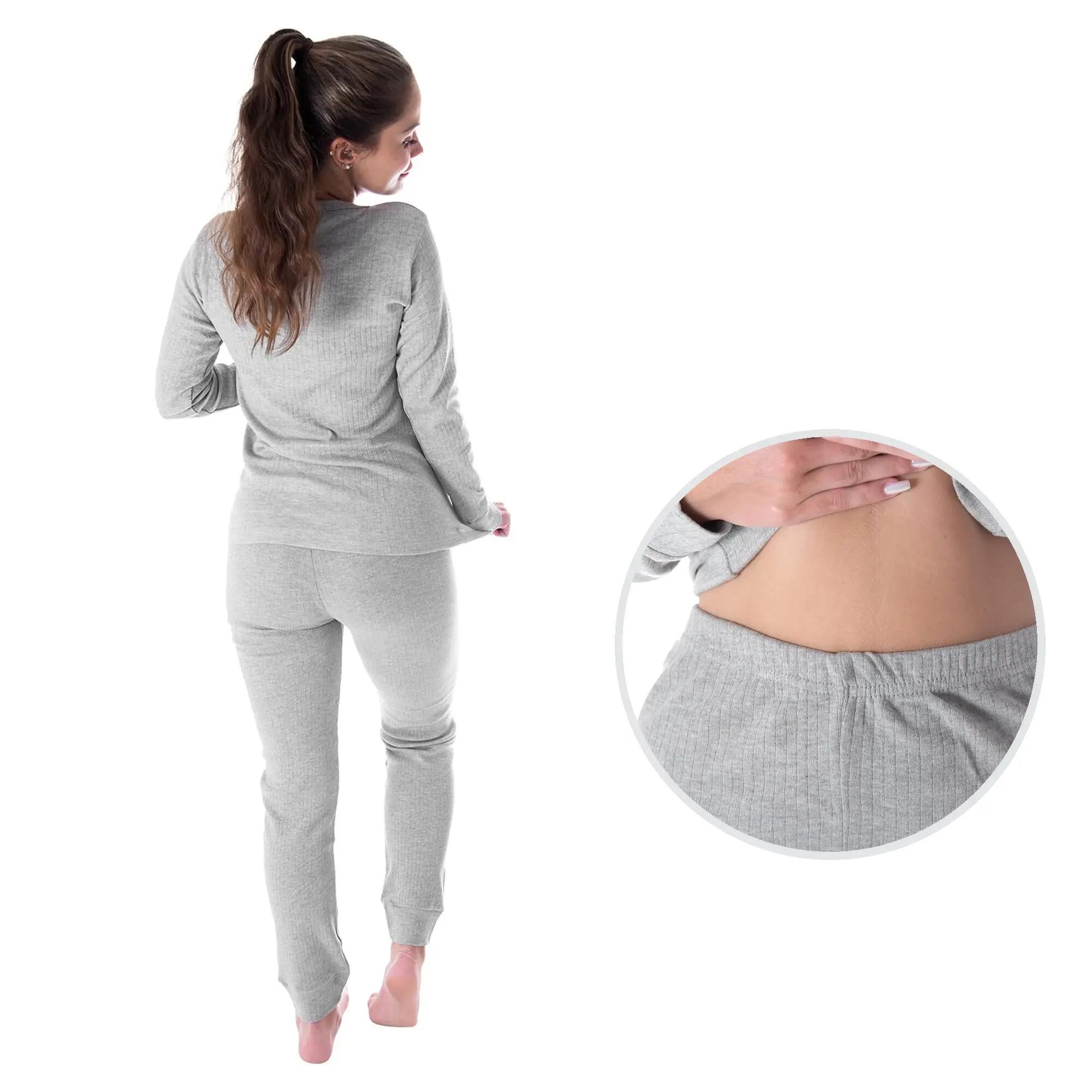 Damen Skiunterwäsche Set warm mit Innenfleece Langarmshirt und lange Unterhose 2/7
