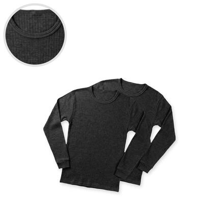 Herren Ski Unterhemd Langarm Unterziehshirt innen angeraut Baumwollmix 2er Pack