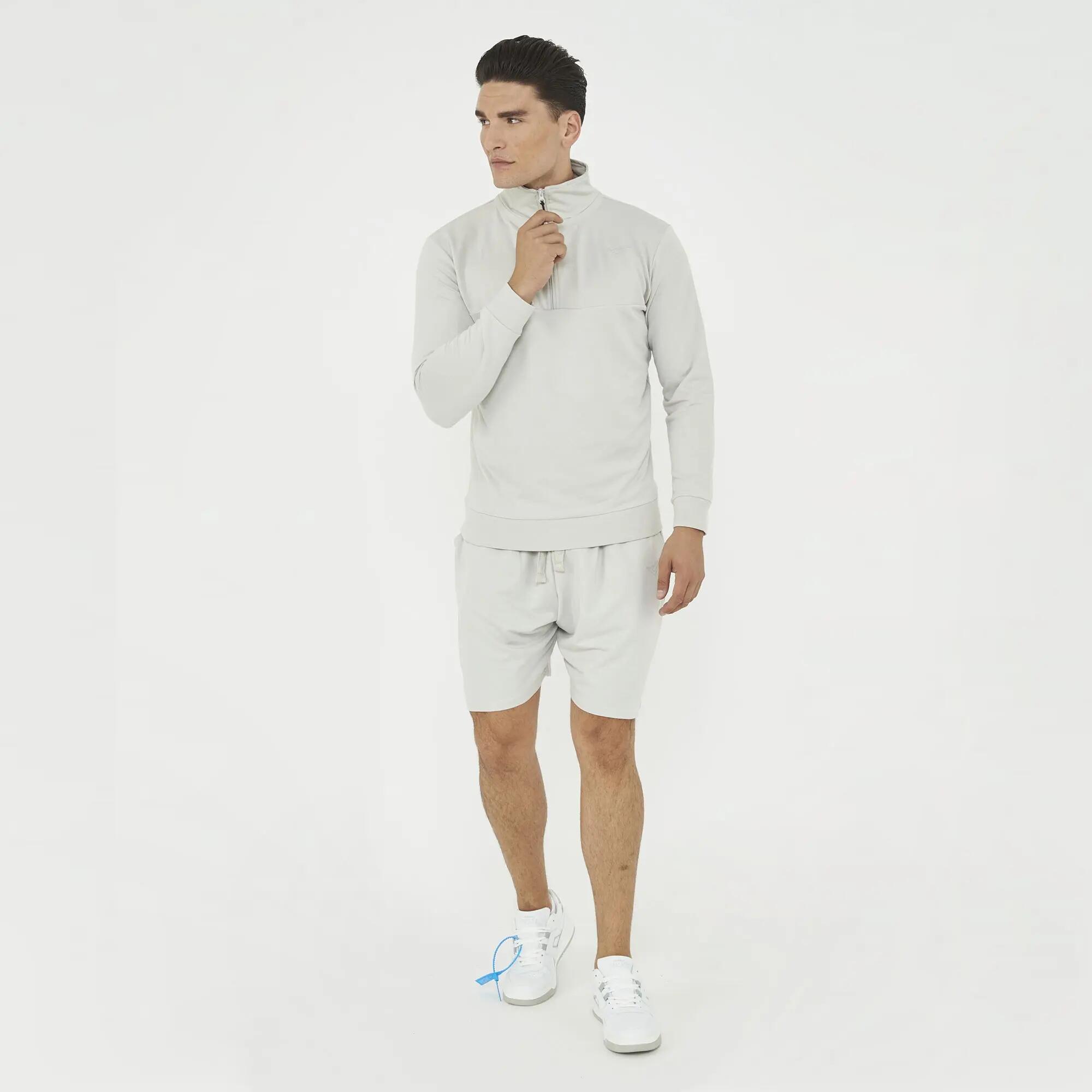 Men's Sport Cotton Sweatshirt Regular Fit Light Grey F CLUB 1/4 Zip 3/6