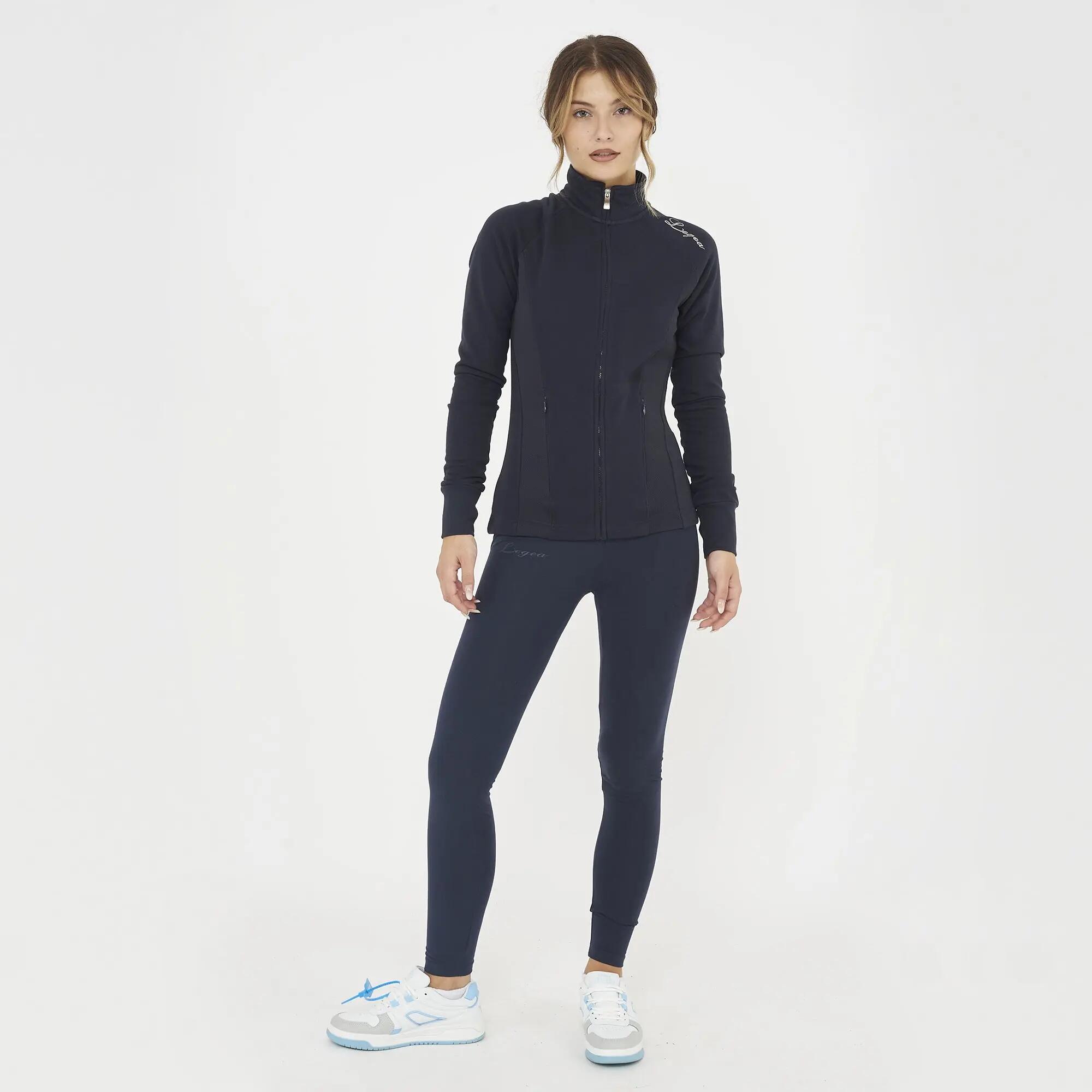 Felpa Dafne da training con zip e cappuccio blu 3/7