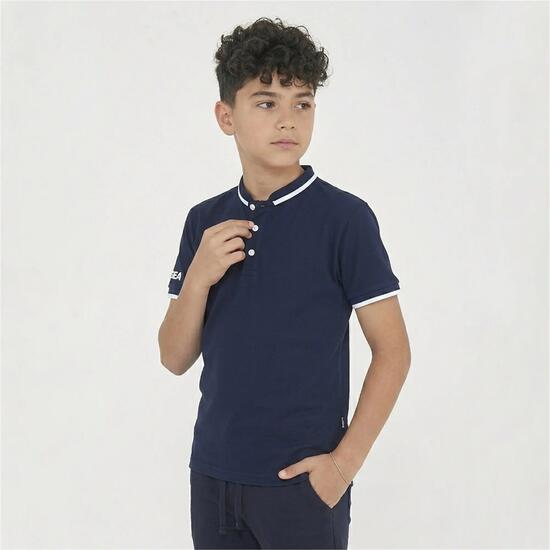 Homme Tennis Polo Manches Courtes Caractéristiques Clés Bleu-Blanc Junior