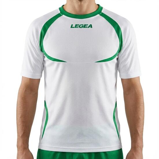 T-shirt de running homme manches courtes respirant blanc-vert