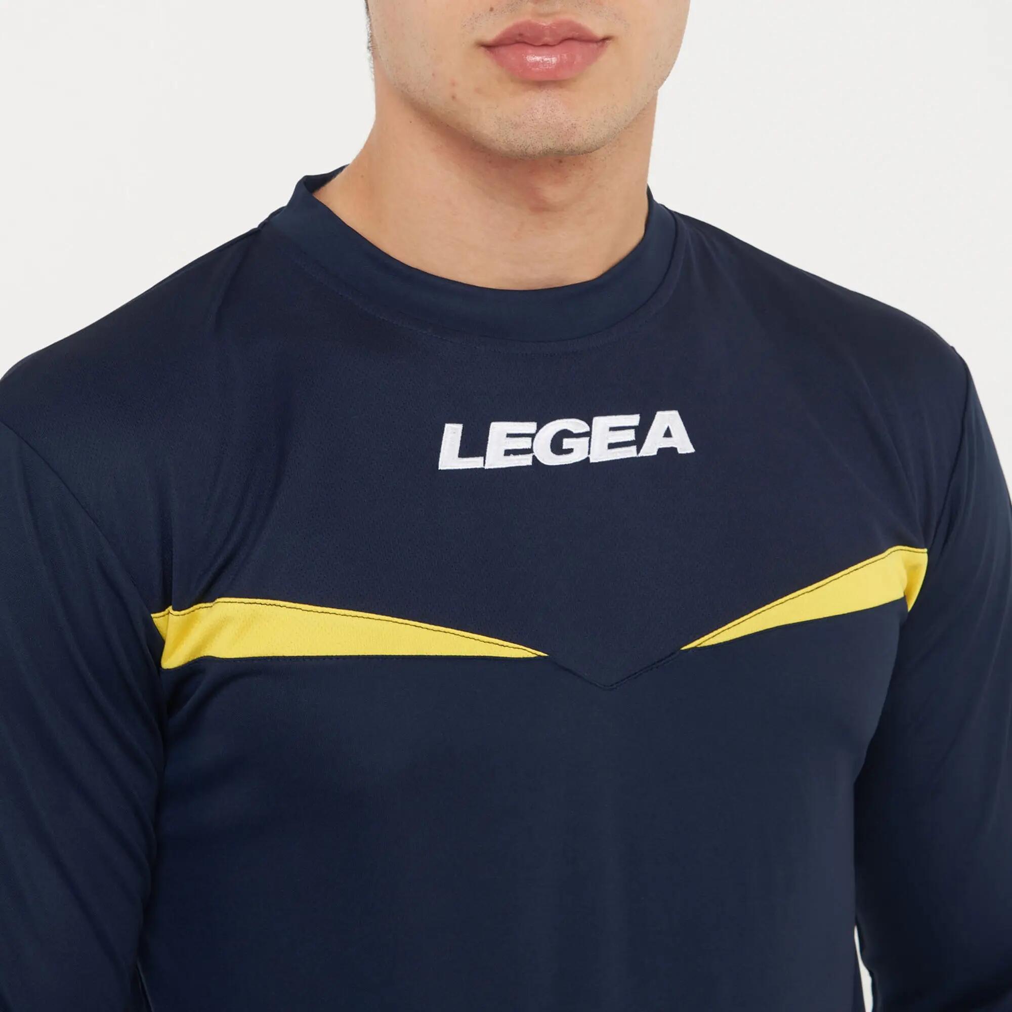 Maglia manica lunga da running e training blu-giallo 6/8