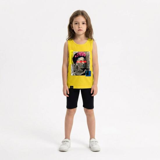 Femme Fitness Débardeur Coton Jaune