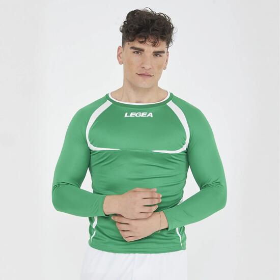 T-shirt de running homme à manches longues respirante vert-blanc Junior