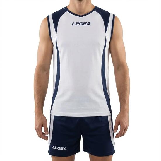 T-shirt et short de football blanc-bleu pour homme