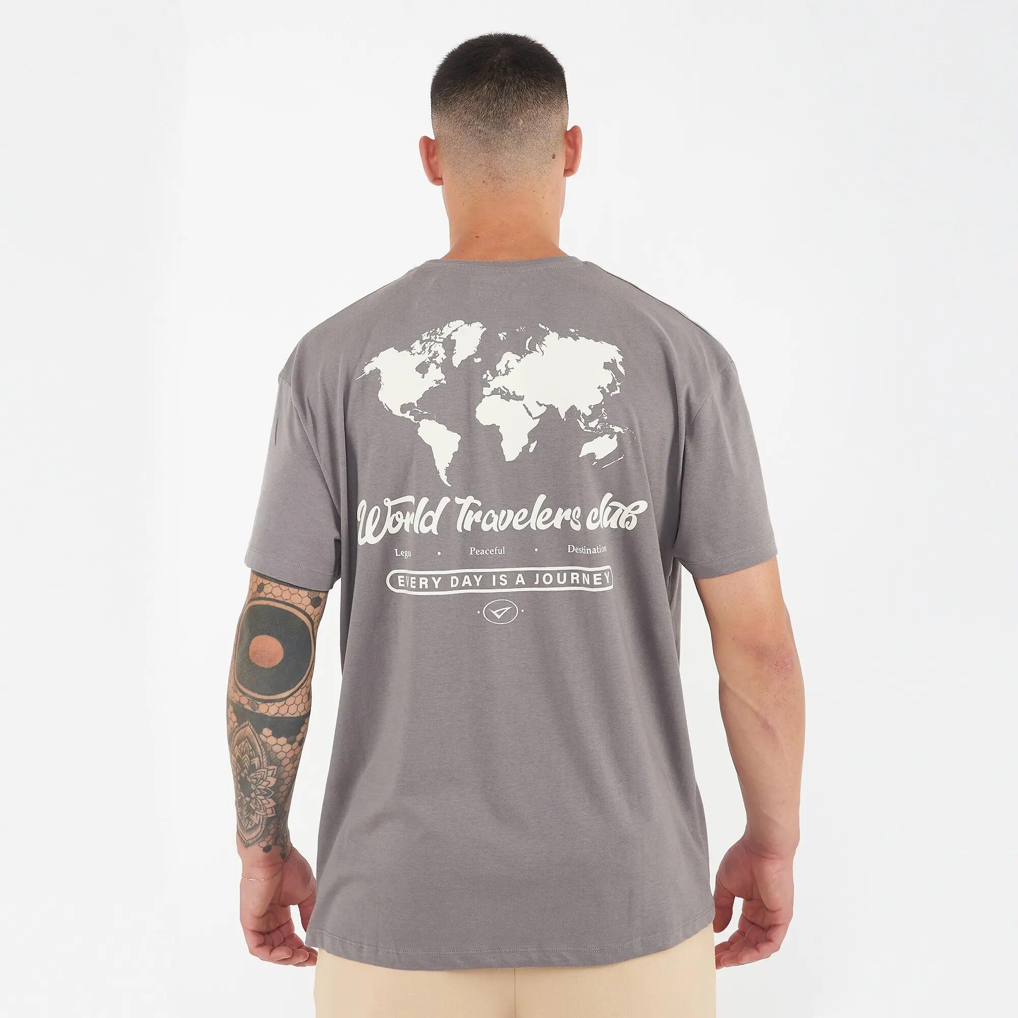 T-shirt in cotone da uomo TRAVELER grigio scuro 3/6