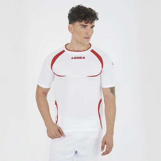 T-shirt de running homme à manches courtes respirante blanc-rouge Junior