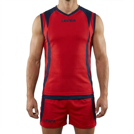 T-shirt et short de football rouge-bleu pour homme
