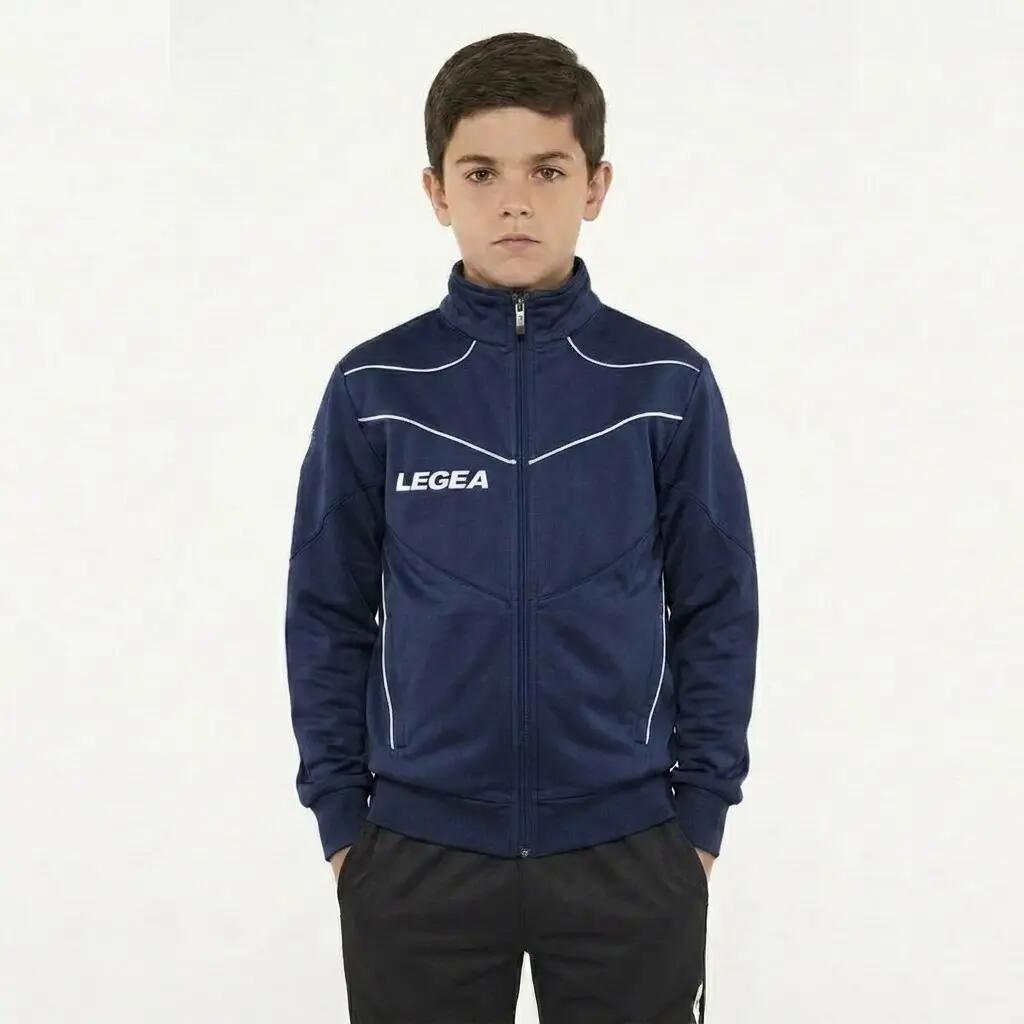 Junior training jacket running breathable polyester blue-white