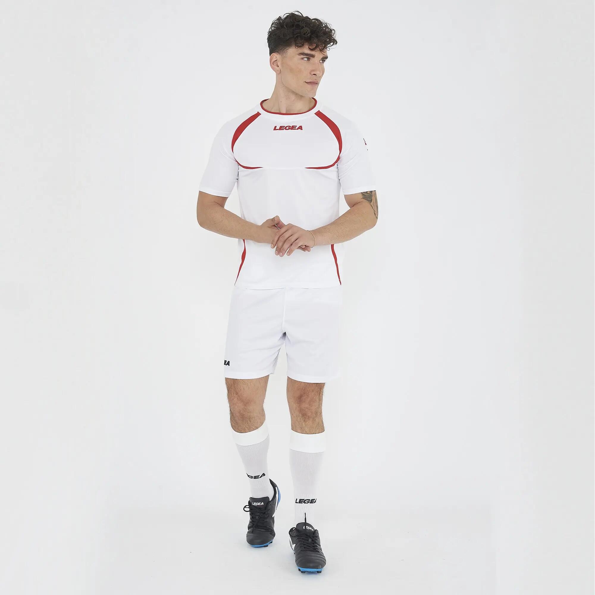 T-shirt de running homme à manches courtes respirante blanc-rouge 3/8