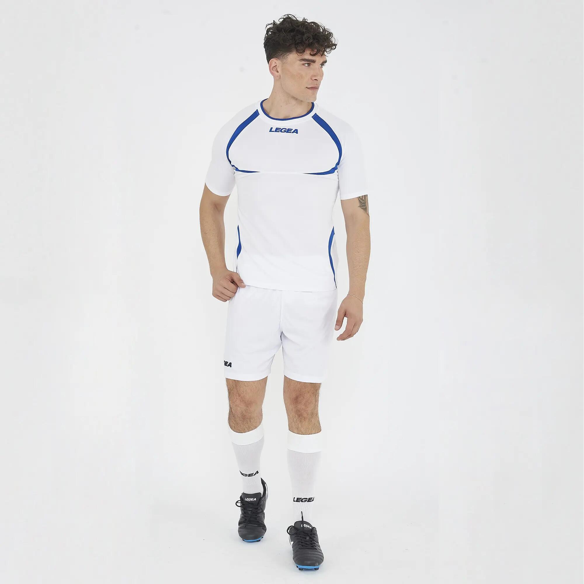 Camiseta hombre running transpirable blanco-azul 3/7