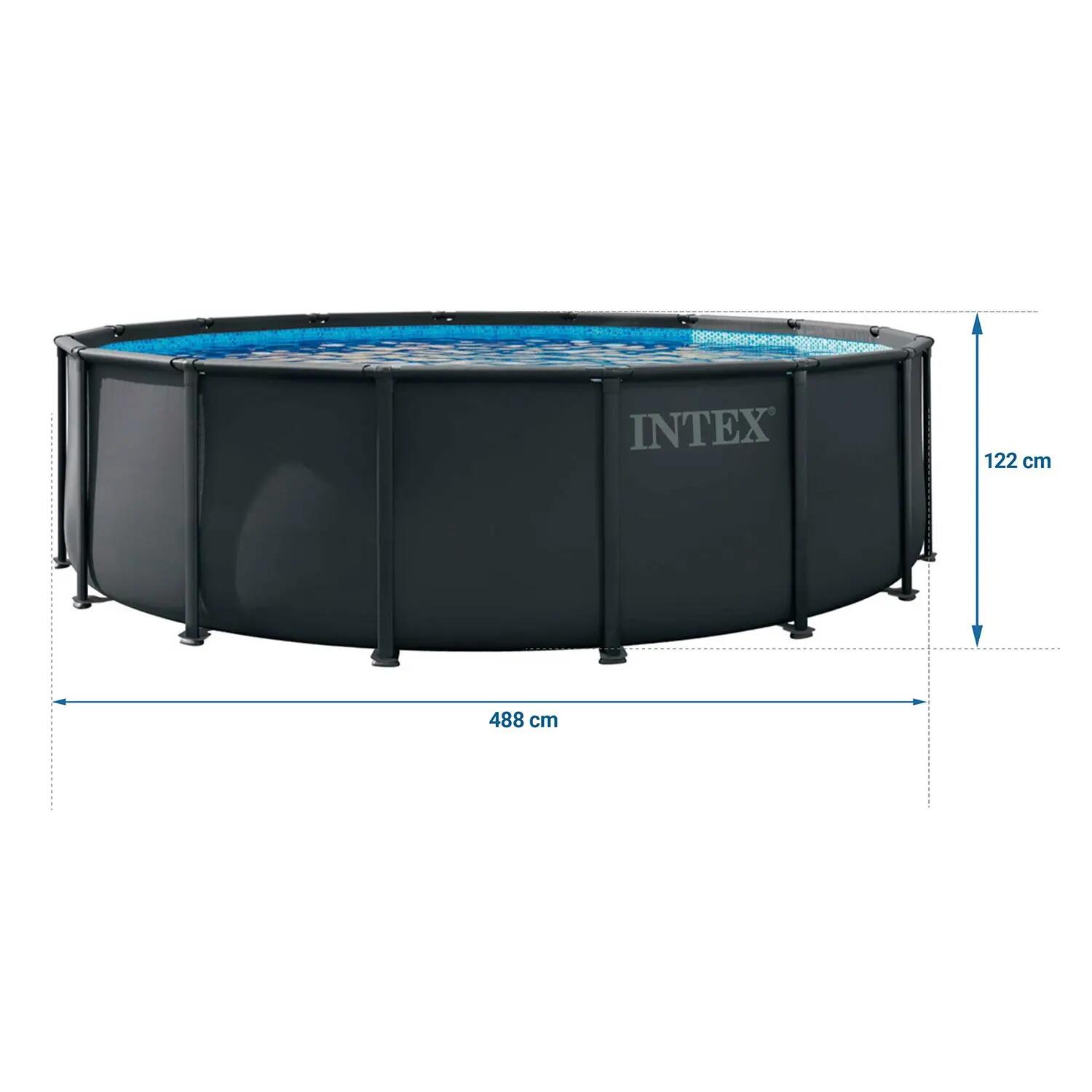 Piscina redonda amovível D488x122 cm cinzento escuro, capacidade 19,156 l 9/9