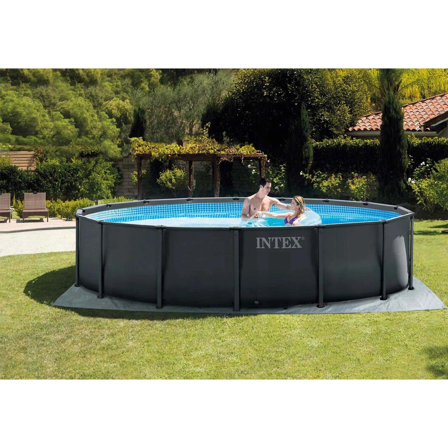Piscina redonda amovível D488x122 cm cinzento escuro, capacidade 19,156 l 8/9