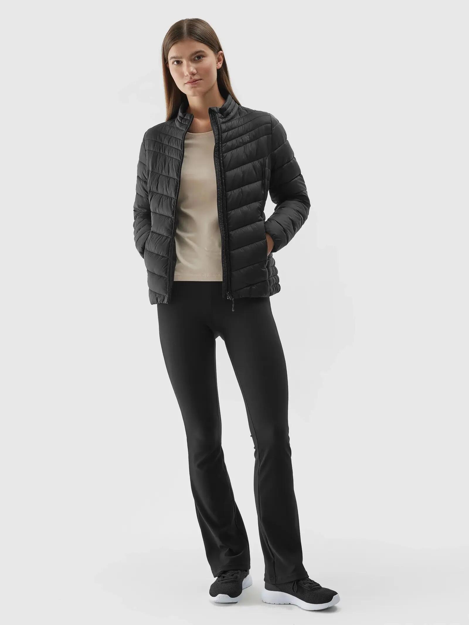 4F Damen Stepp-Daunenjacke, Übergangsjacke, ohne Kapuze, Schwarz 7/10