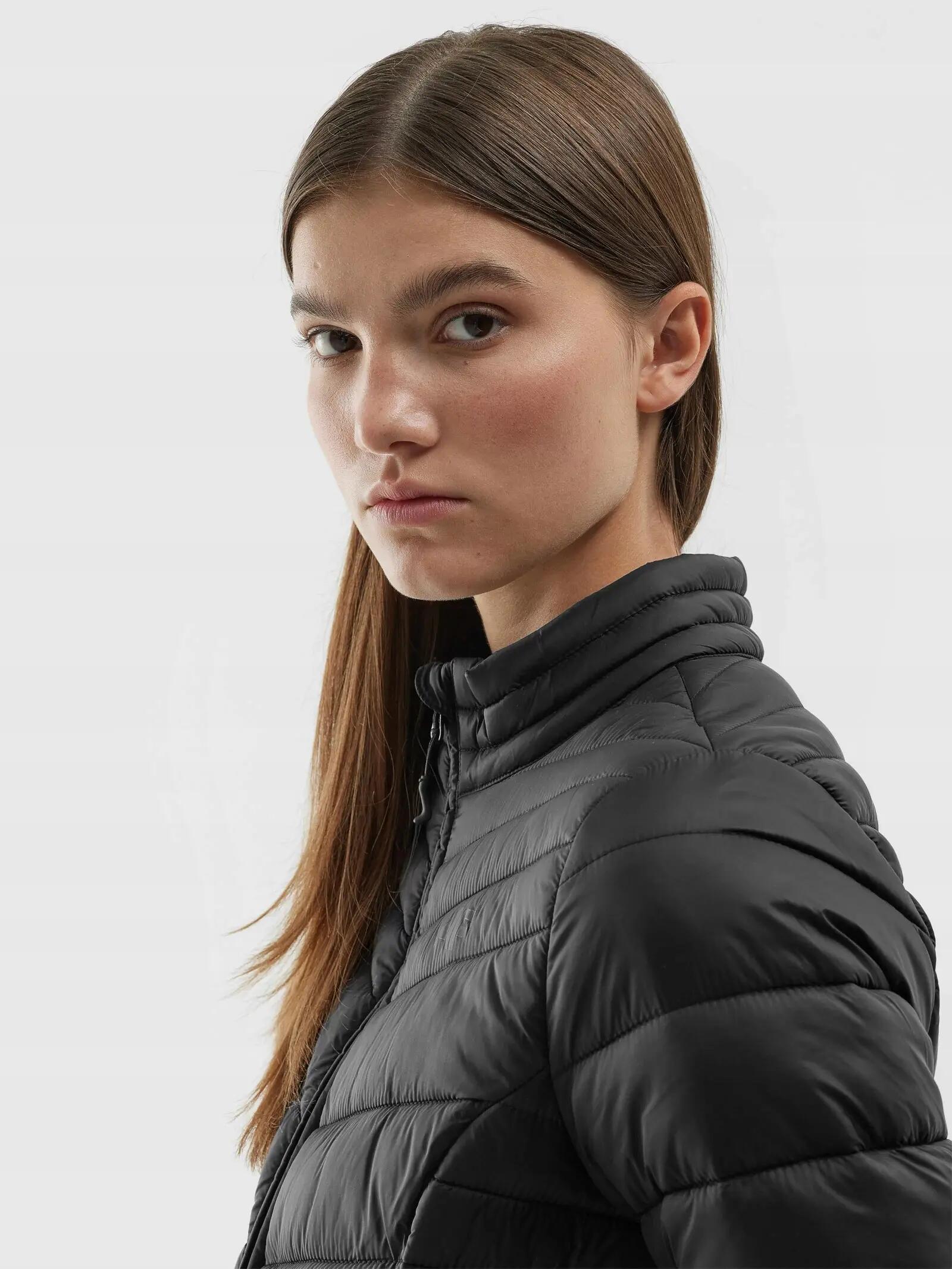 4F Damen Stepp-Daunenjacke, Übergangsjacke, ohne Kapuze, Schwarz 6/10