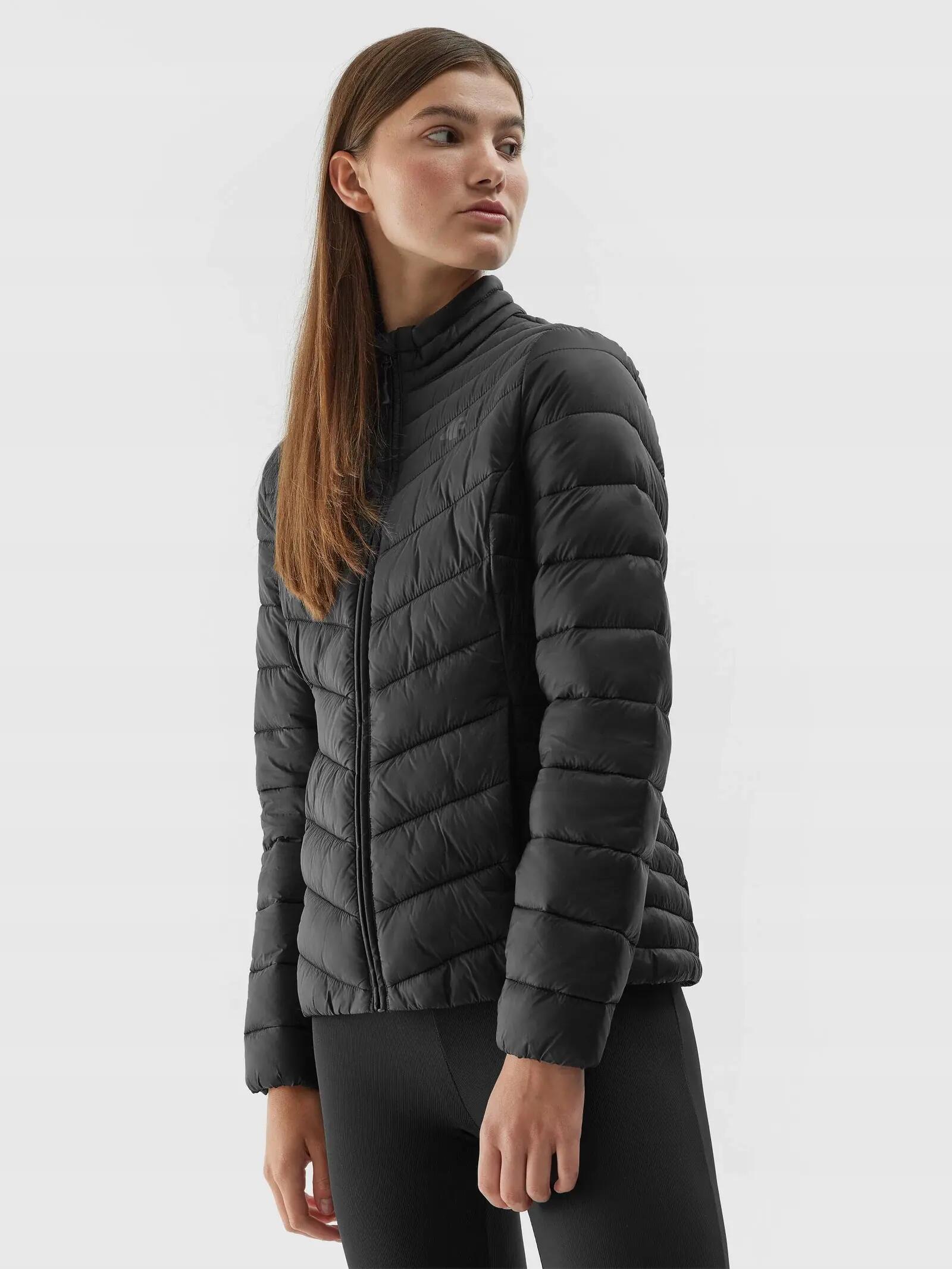 4F Damen Stepp-Daunenjacke, Übergangsjacke, ohne Kapuze, Schwarz 3/10