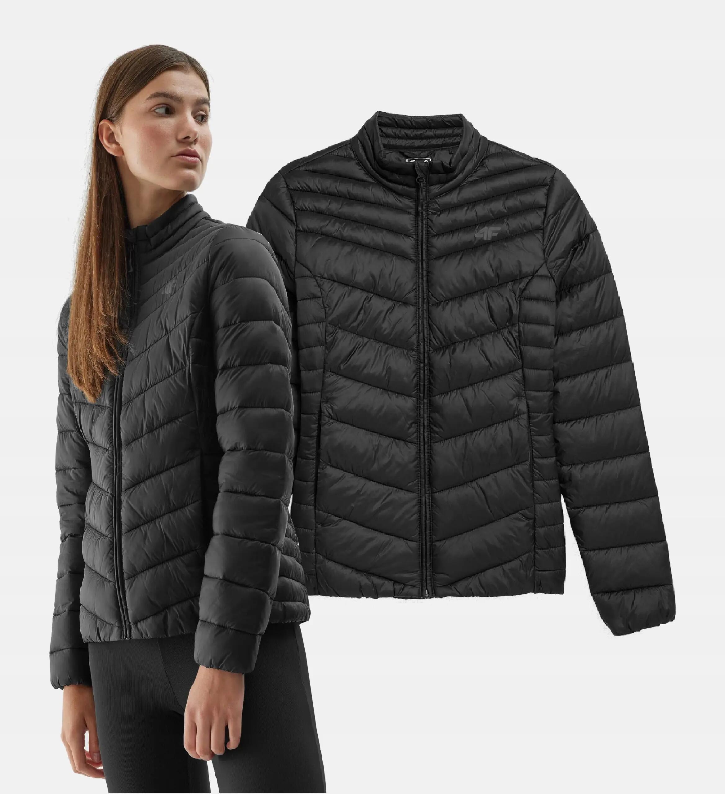 4F Damen Stepp-Daunenjacke, Übergangsjacke, ohne Kapuze, Schwarz 2/10