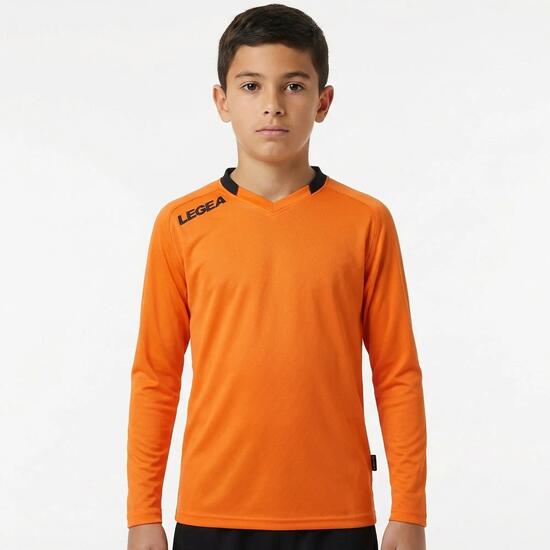 Homme Football T-shirt à Manches Longues Monaco Orange-Noir Junior