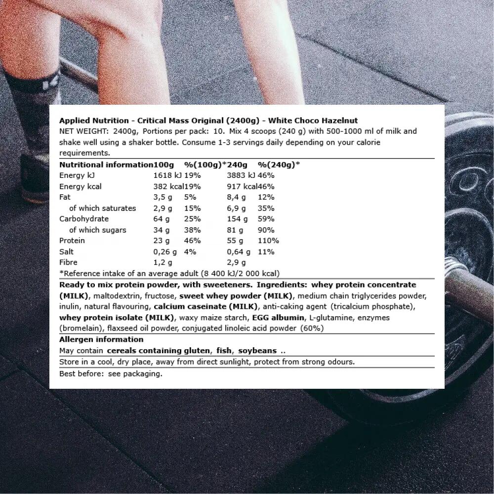 Applied Nutrition Critical Mass Original (2400g) White Choco Hazelnut 3/3