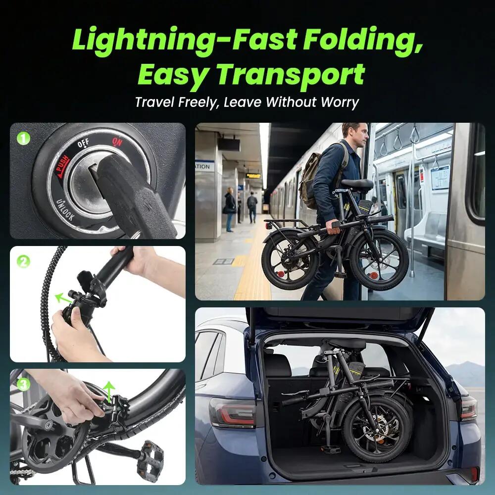 U4 Adult Electric Bike,16x2.5" Tire,36V 10.4Ah Battery 10/15